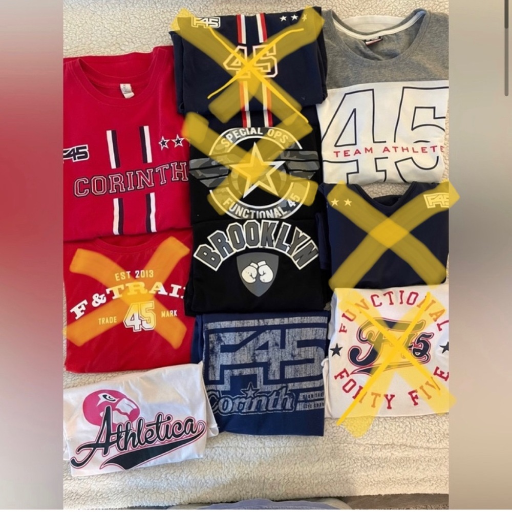 F45 shirts - mostly sleeveless